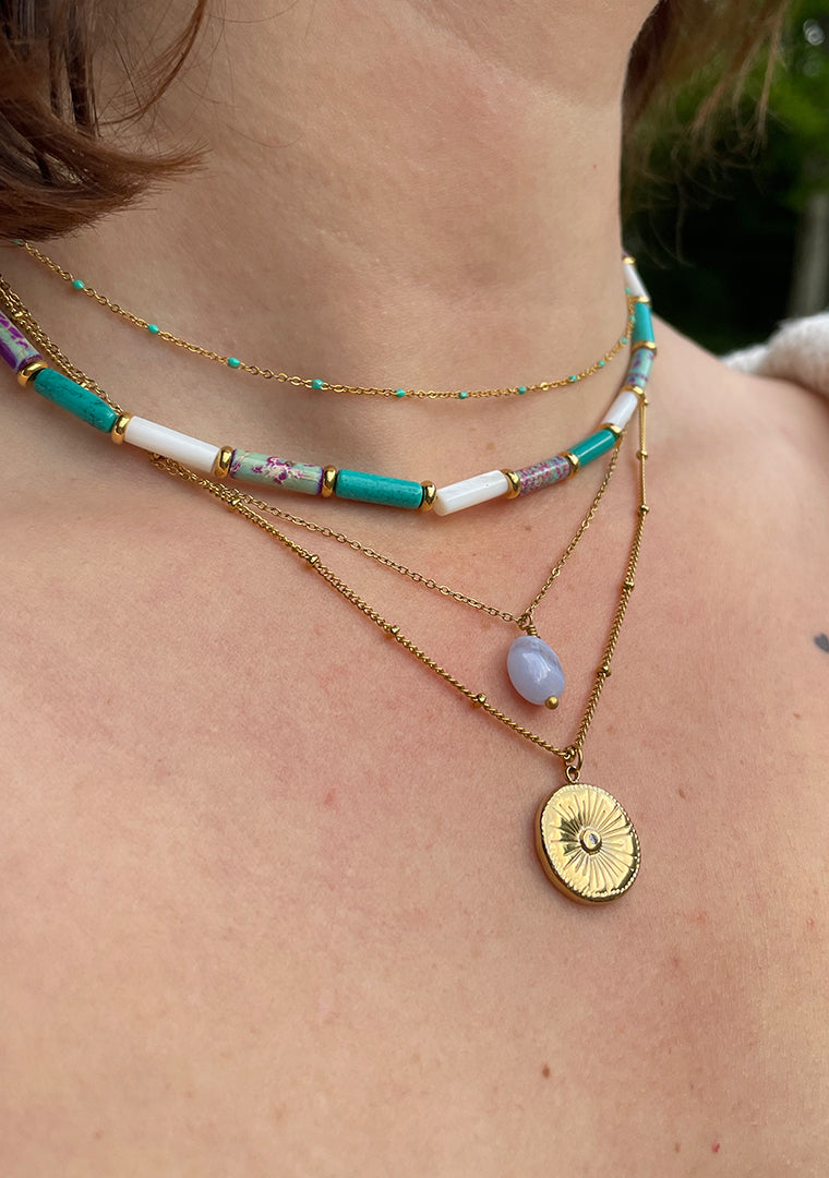 Collier Maya court - Multi-pierres couleurs pastel