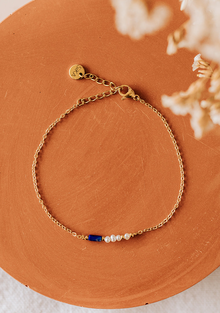 Bracelet Baya - Perles d'eau douce & Lapis-Lazuli