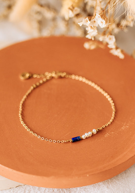 Bracelet Baya - Perles d'eau douce & Lapis-Lazuli