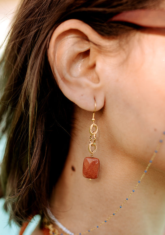 Boucles Max - Pierre de soleil ocre
