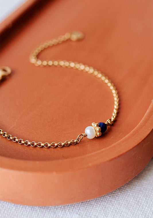 Bracelet Tisha - Lapis-Lazuli & Perle d’eau douce