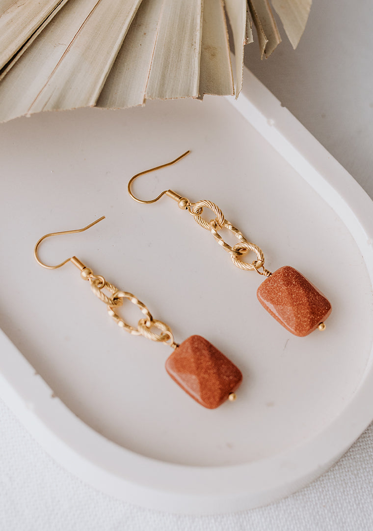 Boucles Max - Pierre de soleil ocre