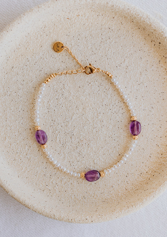 Bracelet Paola - Perles d’eau douce & Améthyste