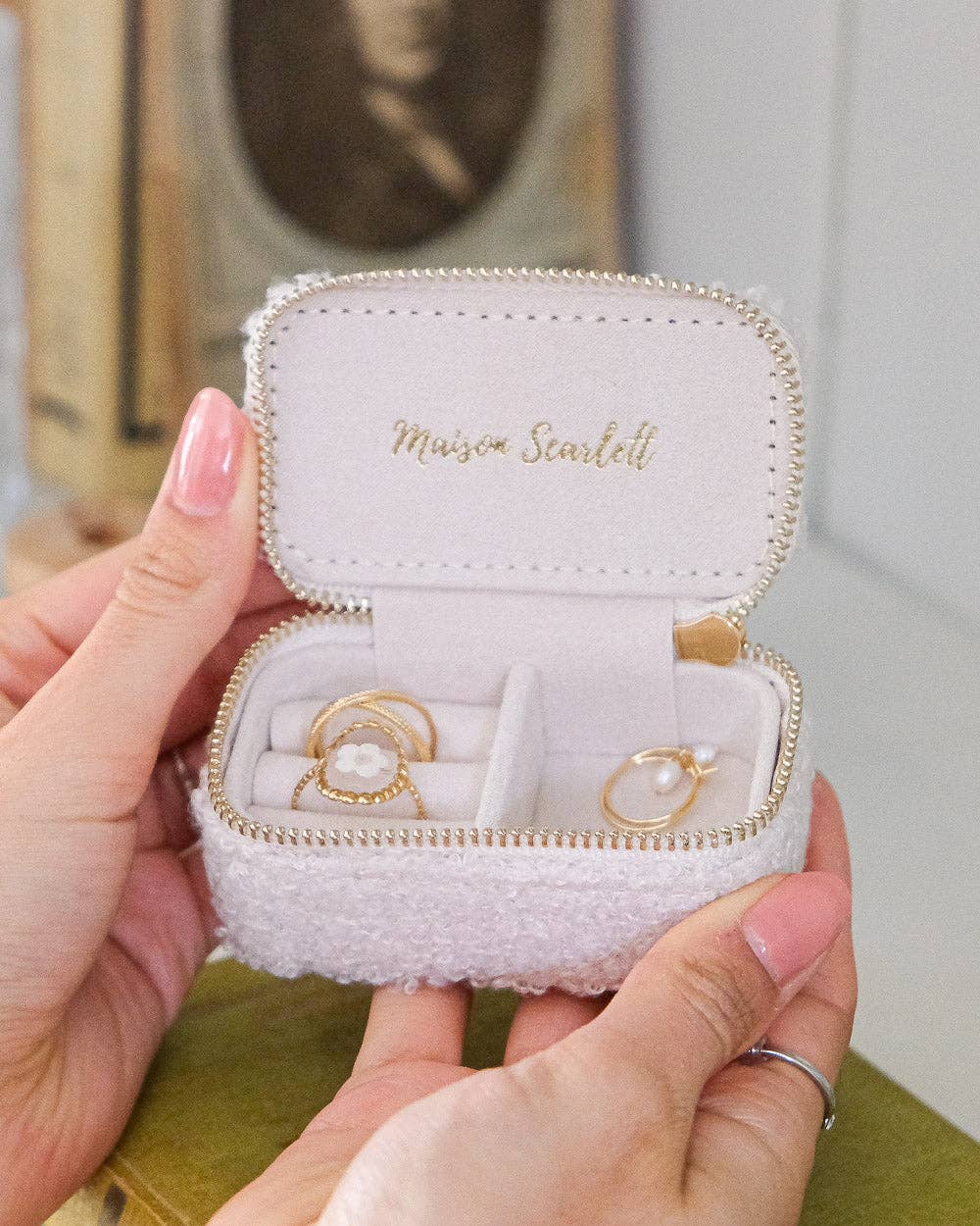 Mini boîte à bijoux de voyage Marie - Moumoute Rose