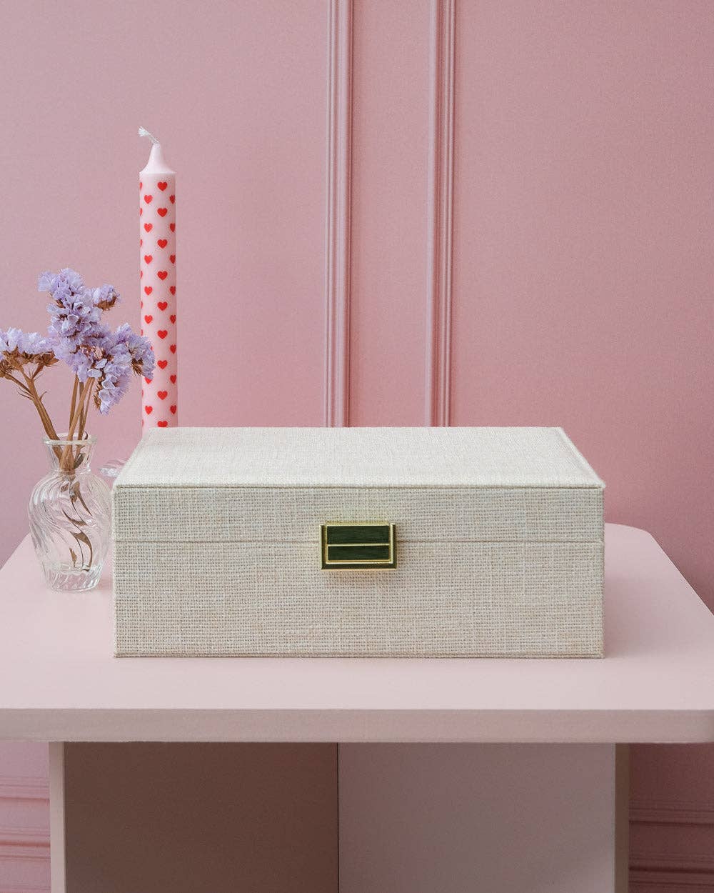 Boîte à bijoux Louise - Effet lin Beige