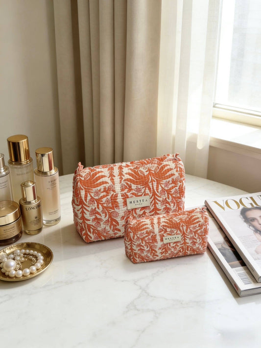 Trousses de toilette matelassé - Maggie Rouge orangé - Taille M