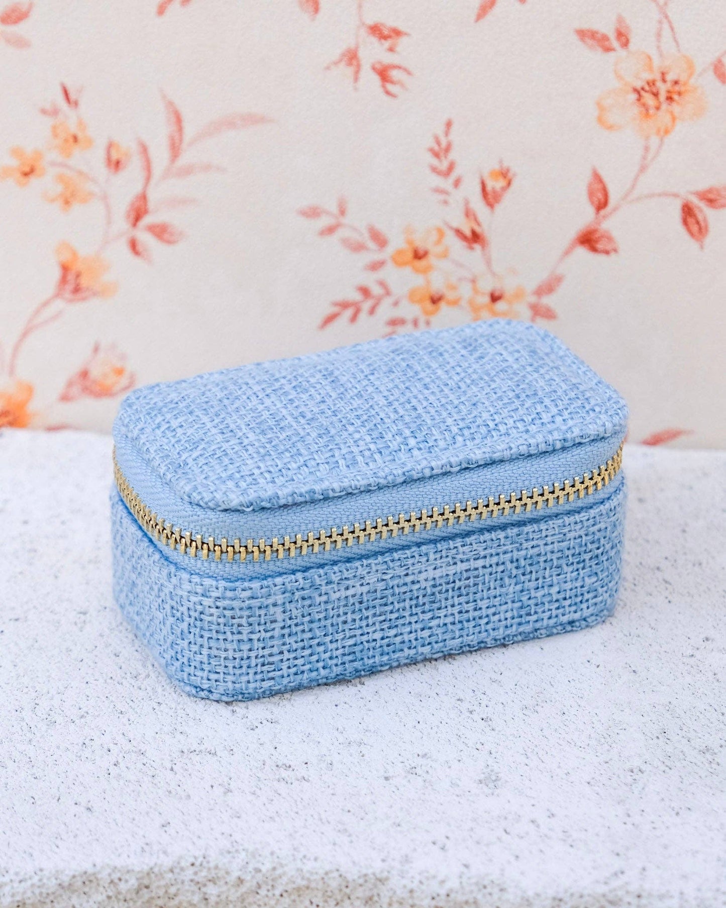 Boîte à bijoux Marie - Effet lin Bleu