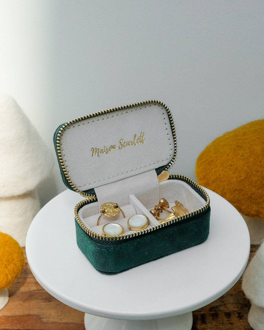 Mini boîte à bijoux de voyage Marie - Velours Vert
