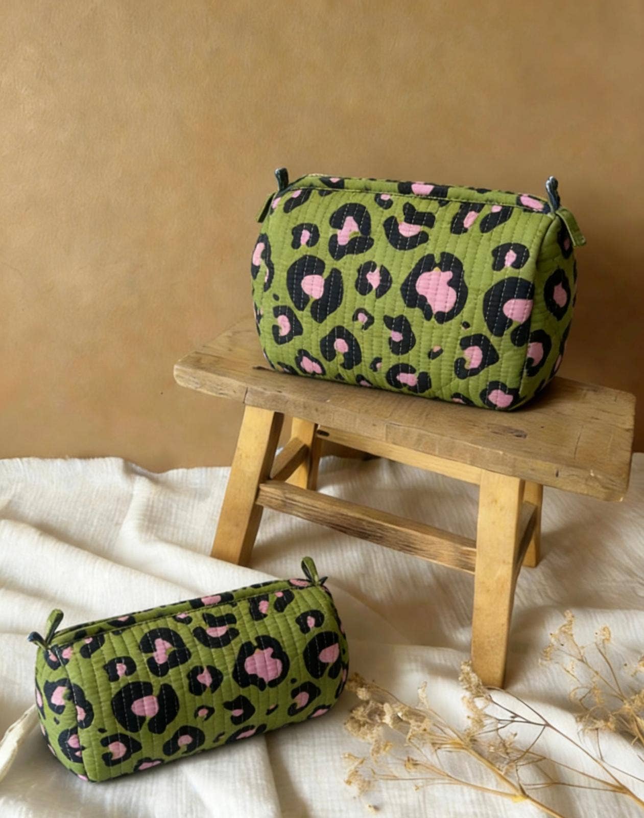 Trousse de toilette matelassée - Constance vert - Taille S