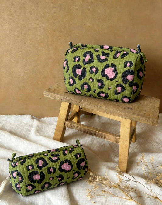 Trousse de toilette matelassée - Constance vert - Taille M