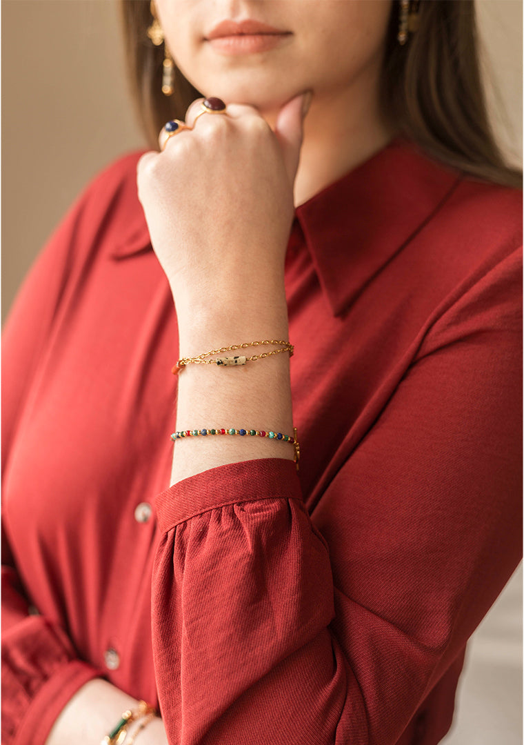 Bracelet Isa - Jaspe dalmatien