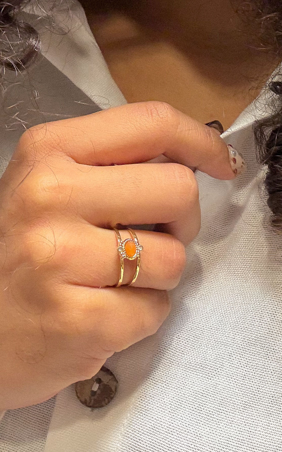 Bague Tahlia - Aventurine Orange