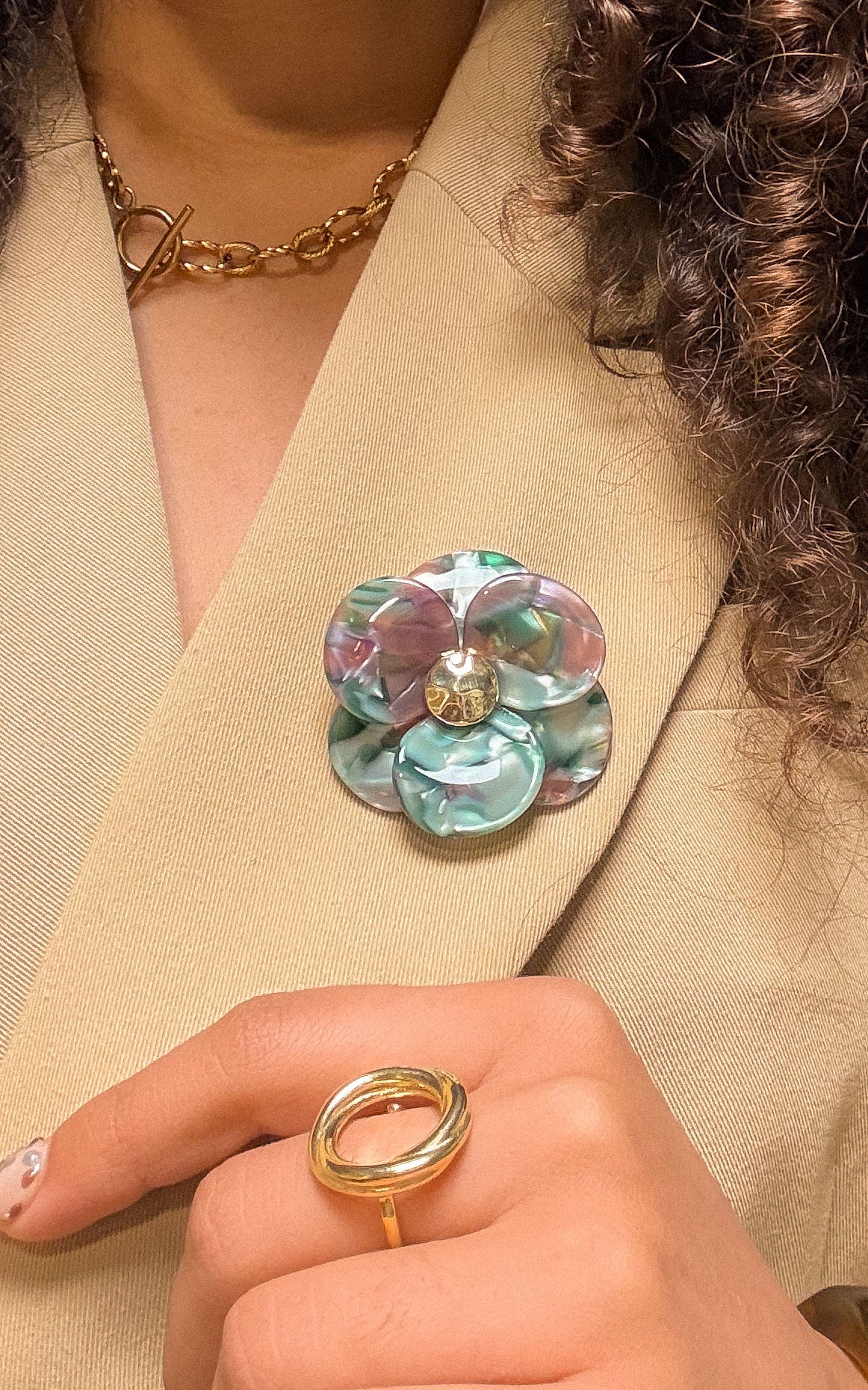 Broche Camélia - Multicolore