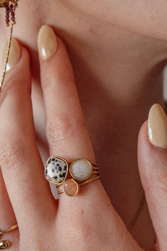 Bague Idriss - Jaspe dalmatien & Agate