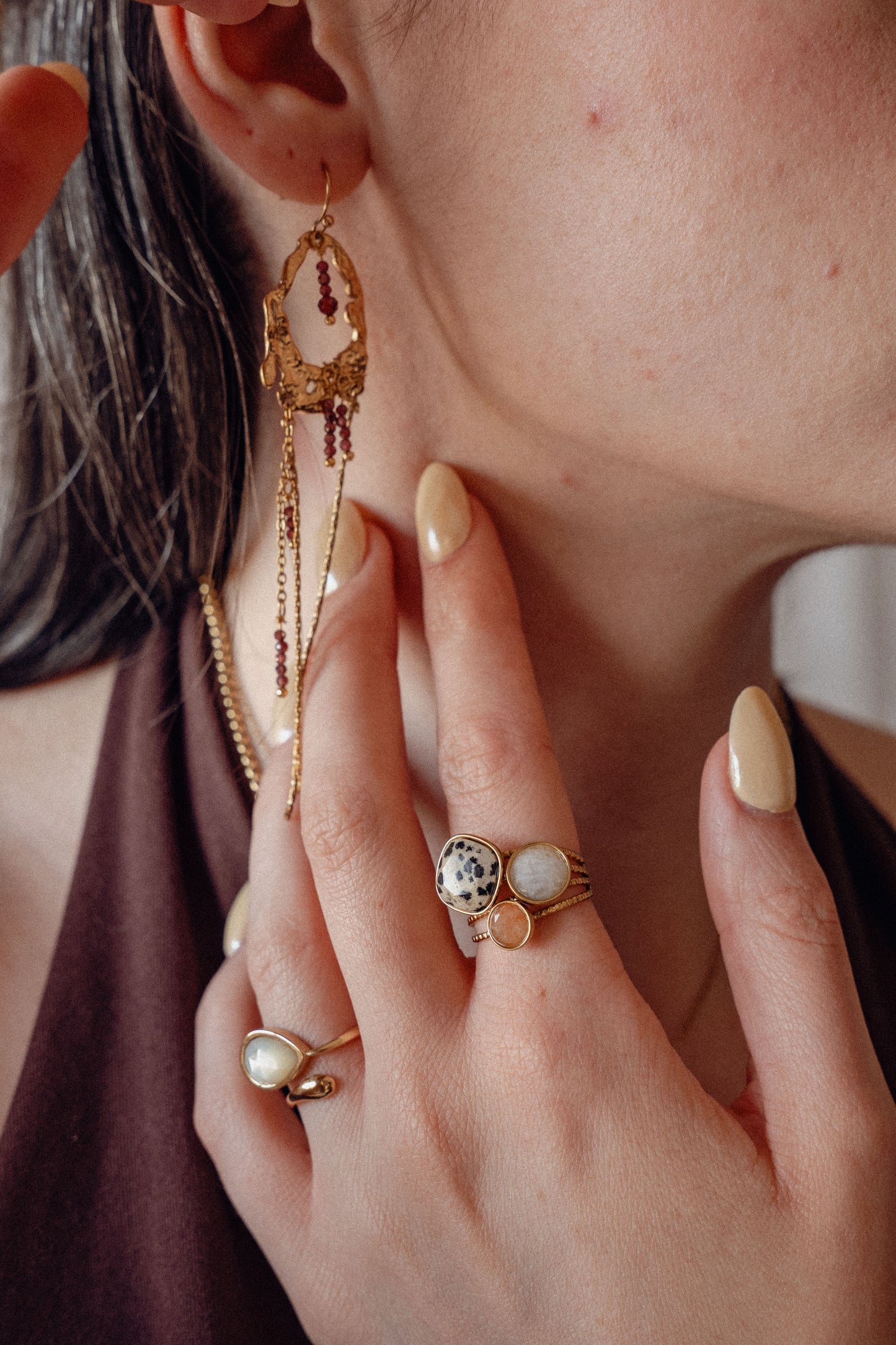 Bague Idriss - Jaspe dalmatien & Agate