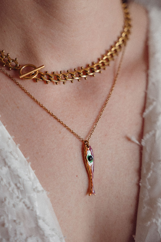 Collier Fish Rose - Réversible