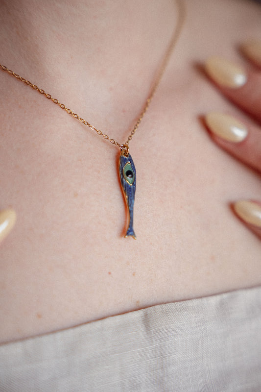 Collier Fish Bleu - Réversible