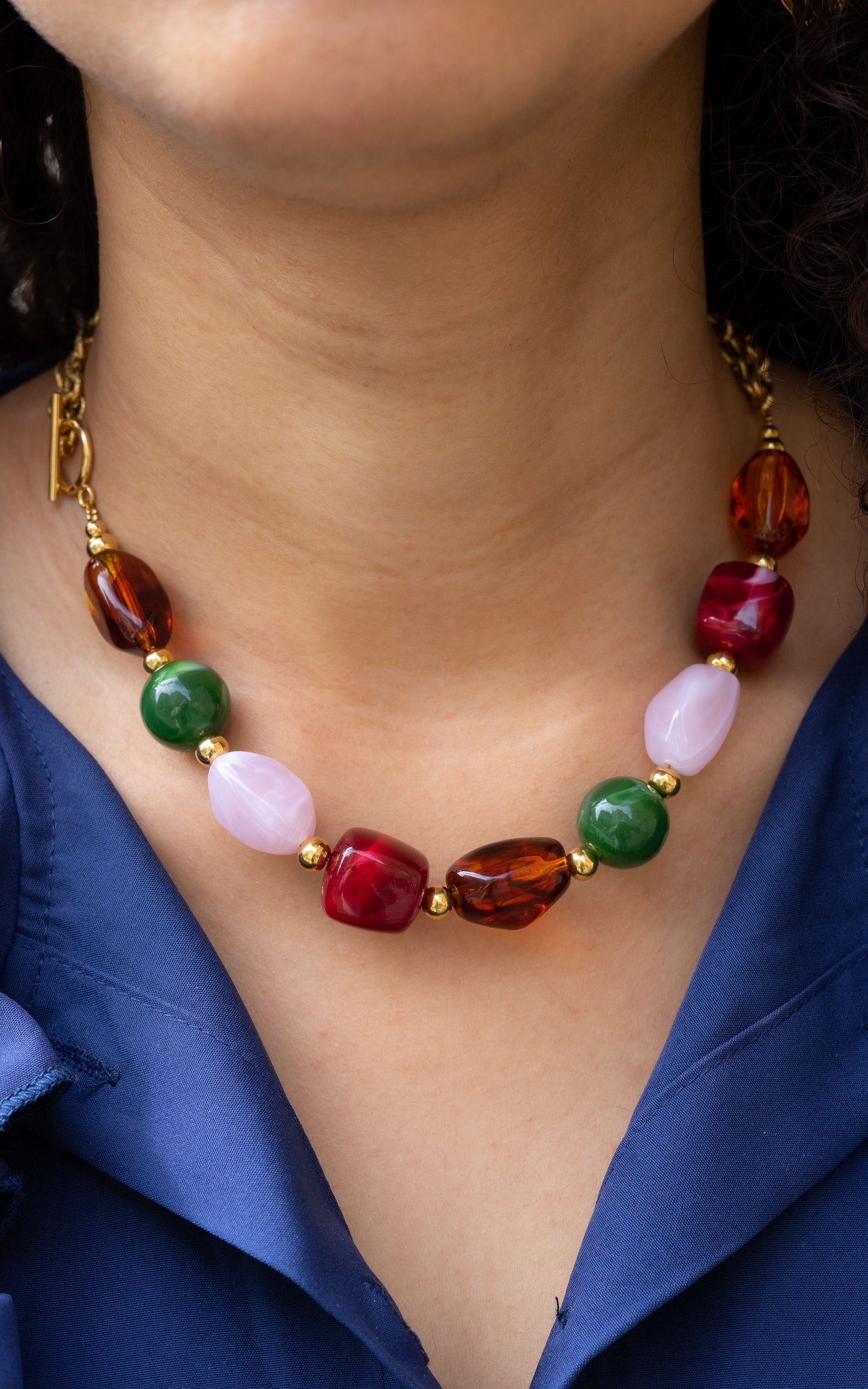 Collier Billie - Multicolore Rose, Bordeaux & Vert