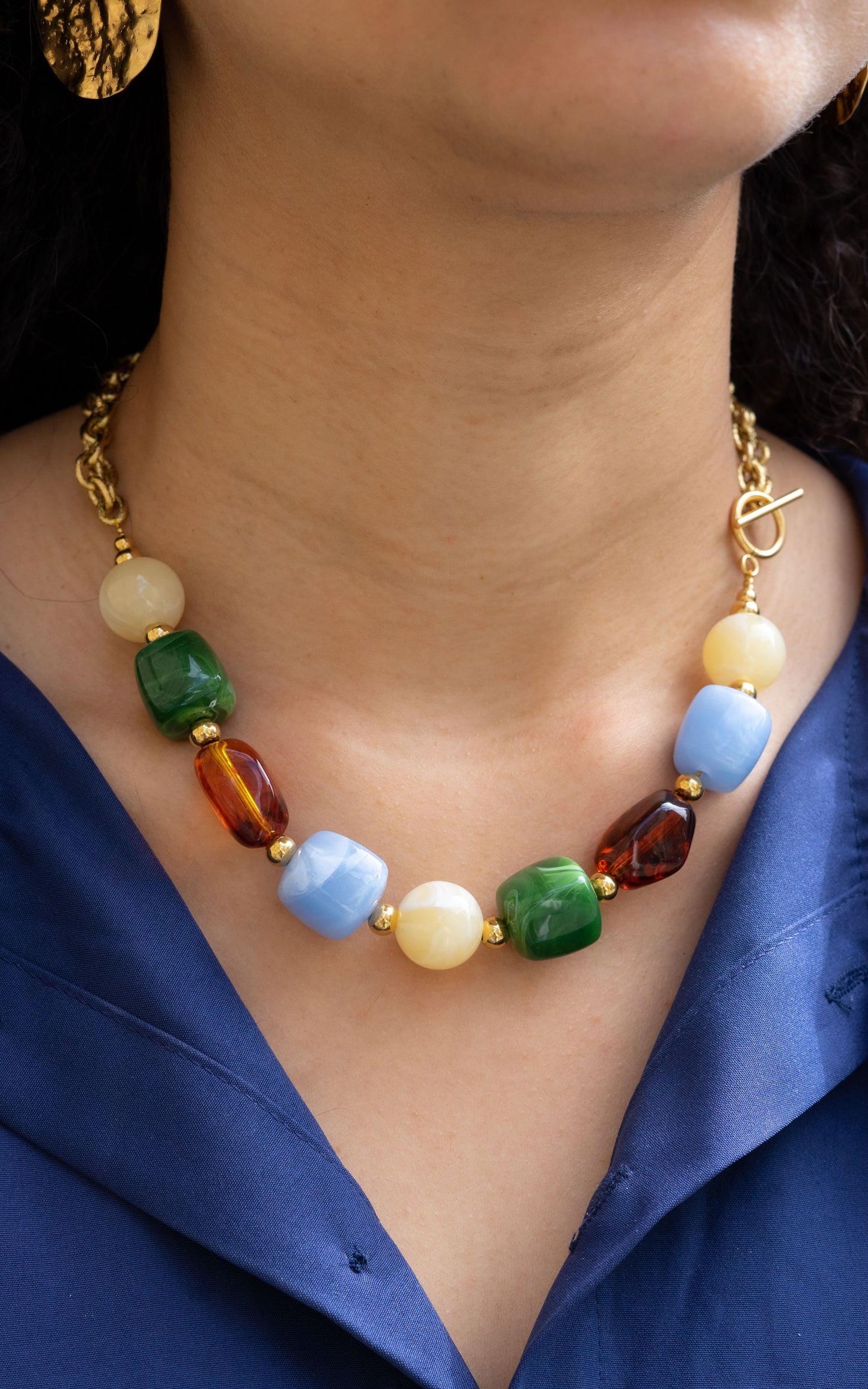 Collier Billie - Multicolore Bleu, Vert & Jaune