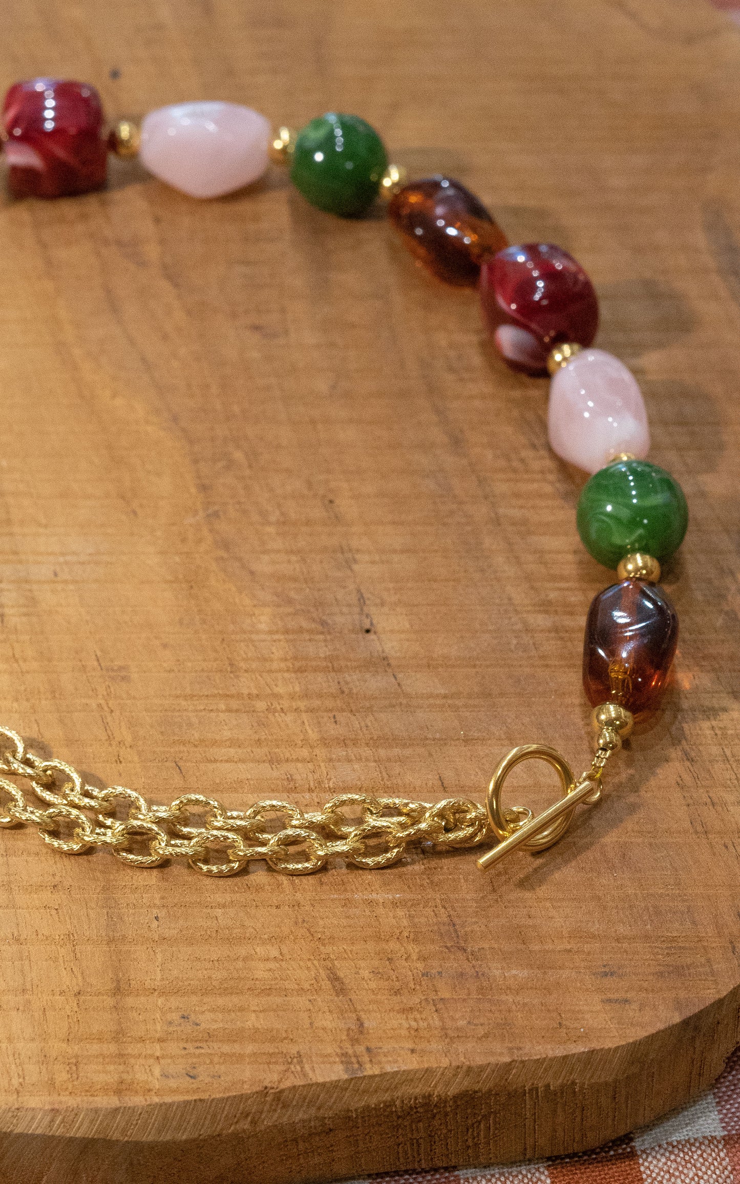 Collier Billie - Multicolore Rose, Bordeaux & Vert