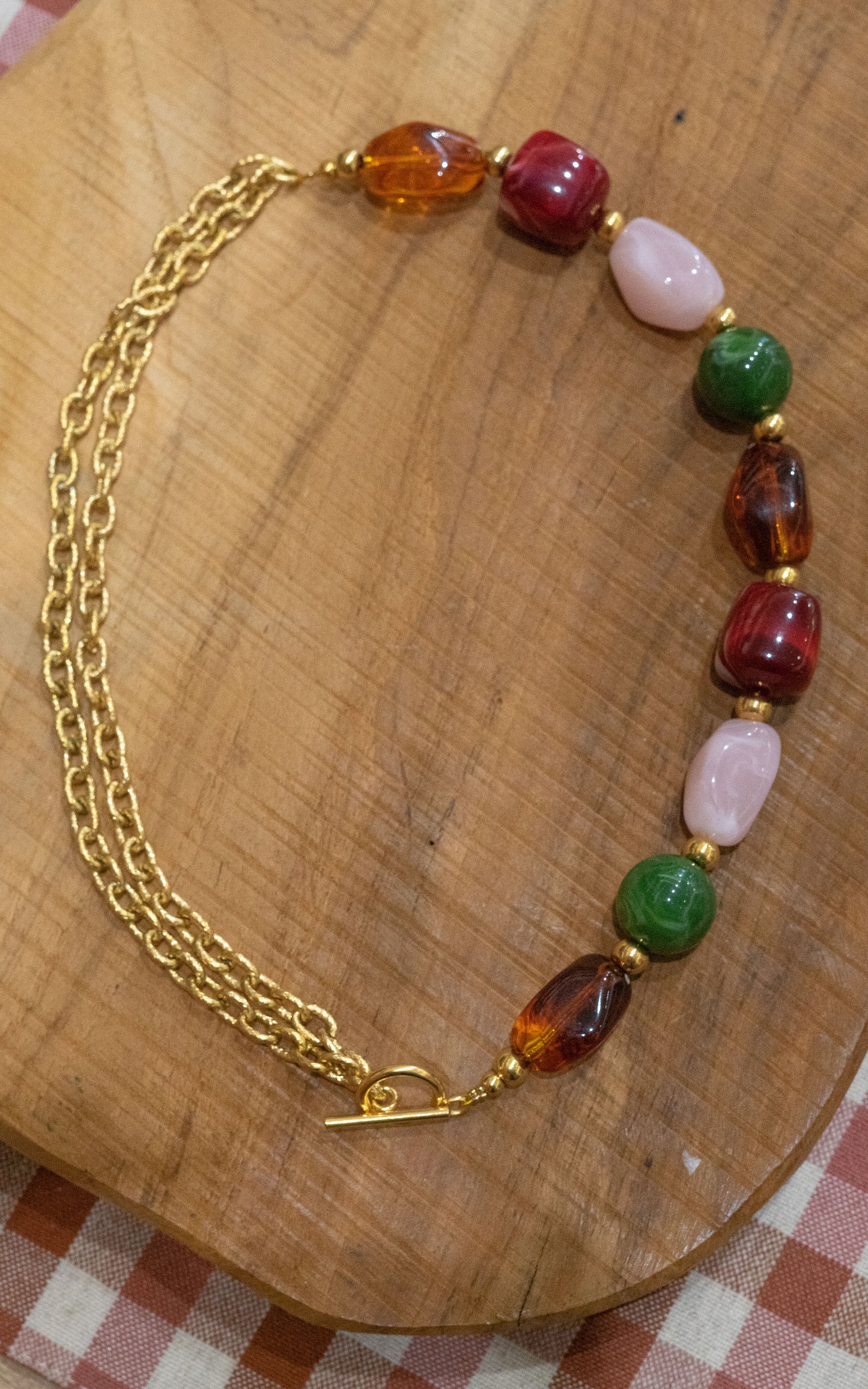 Collier Billie - Multicolore Rose, Bordeaux & Vert