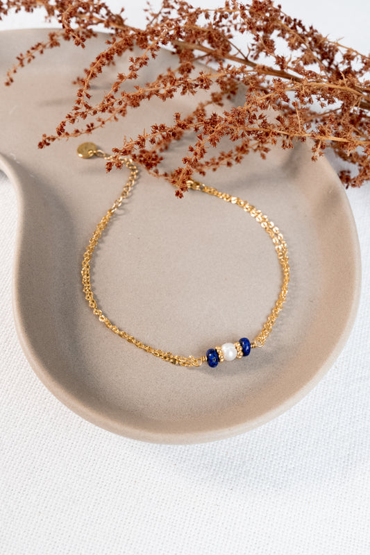 Bracelet Luana - Lapis-Lazuli & Perle d’eau douce