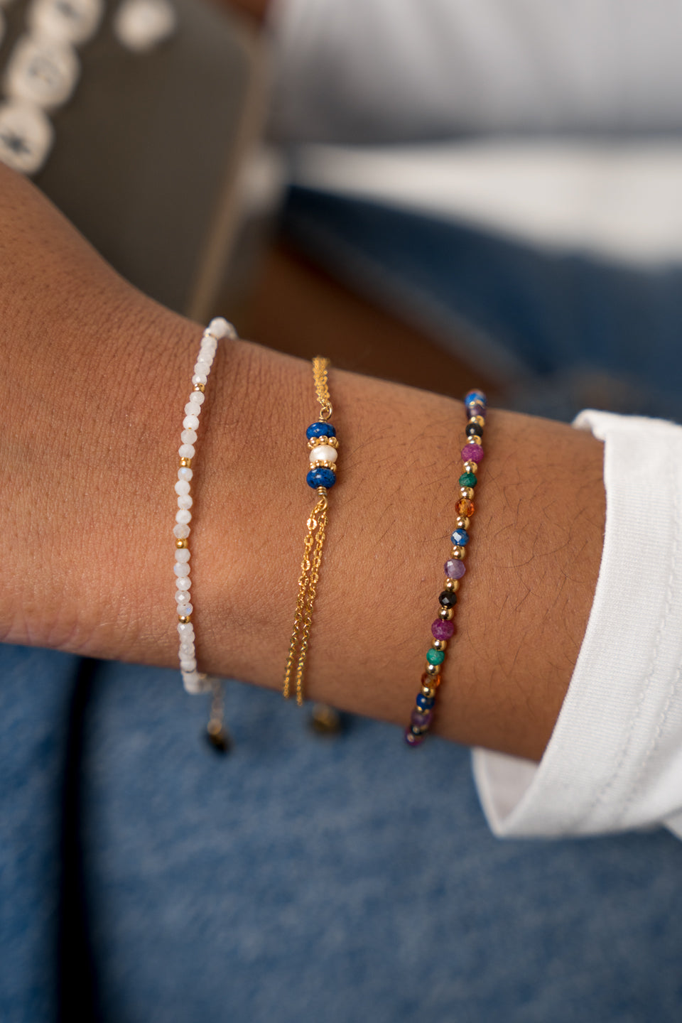 Bracelet Luana - Lapis-Lazuli & Perle d’eau douce