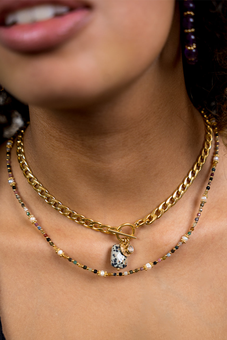 Collier Thiziri - Tourmaline & Perles d’eau douce