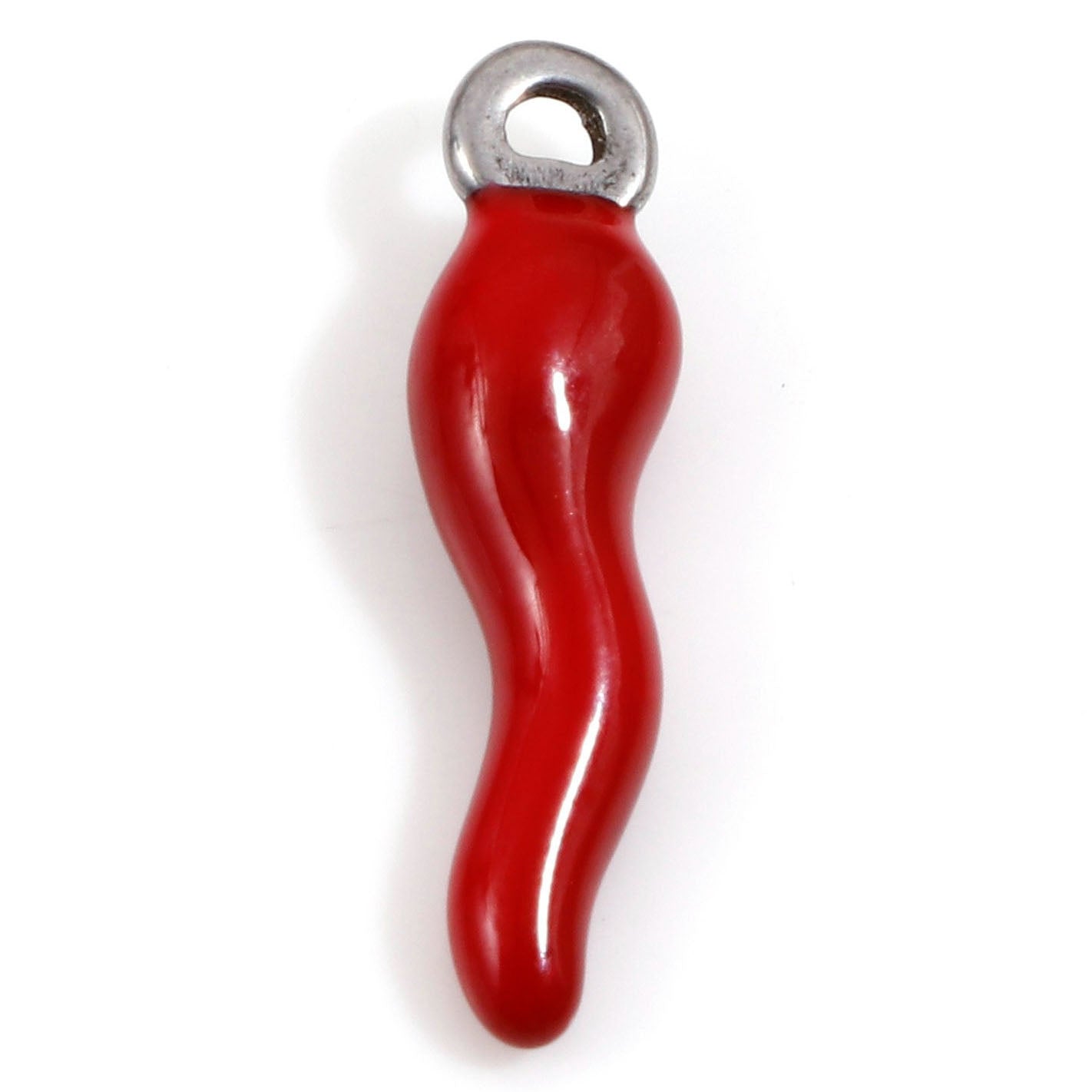 Charms Piment émail rouge - Argent