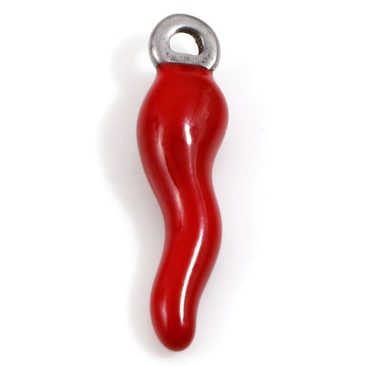 Charms Piment émail rouge - Argent
