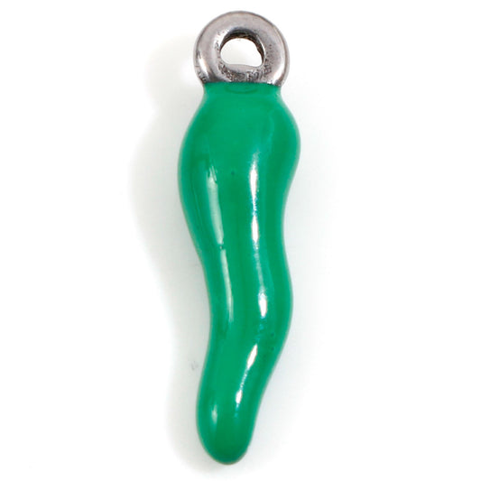 Charms Piment émail vert - Argent