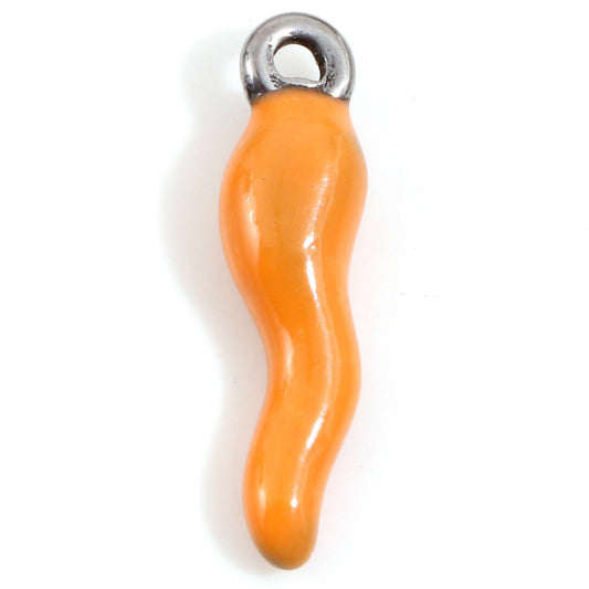 Charms Piment émail orange - Argent