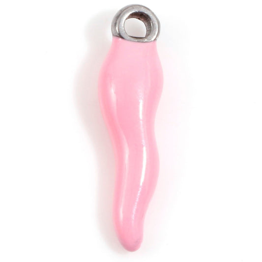 Charms Piment émail rose - Argent