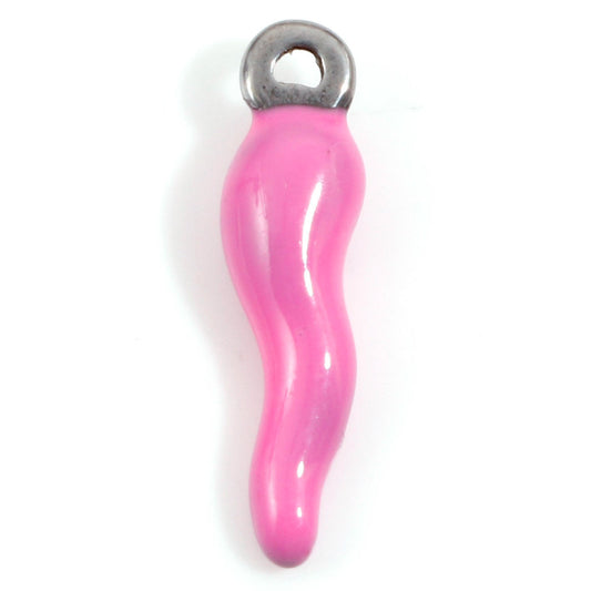 Charms Piment émail fuschia - Argent
