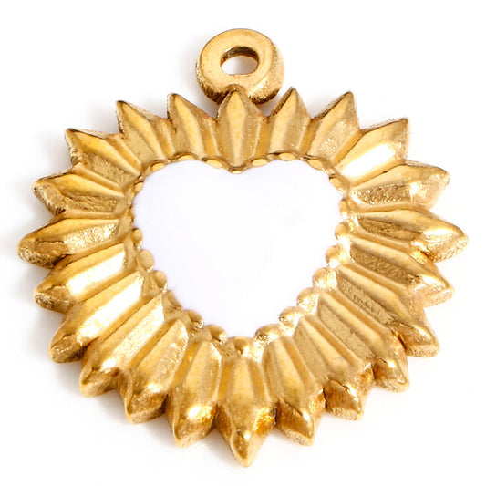 Charms Coeur Ex Voto émail Blanc