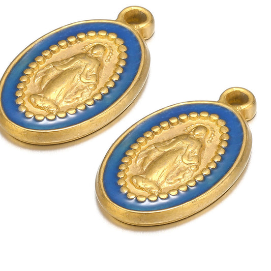 Charms Vierge Marie - Email Bleu