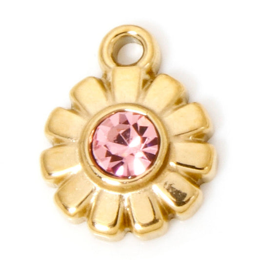 Charms Soleil Fleur - Strass rose