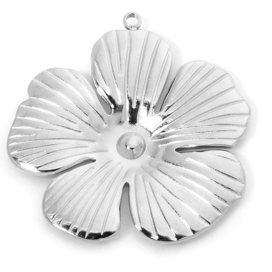 Charms Fleur rayées - Argent