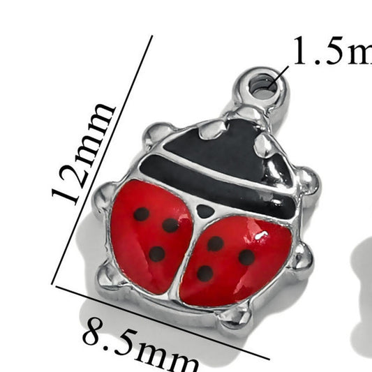 Charms Coccinelle émail rouge - Argent