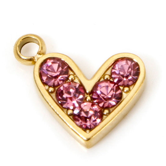Charms Coeur Strass Rose
