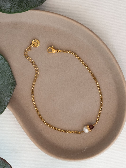 Bracelet Tisha - Grenat & Perle d’eau douce