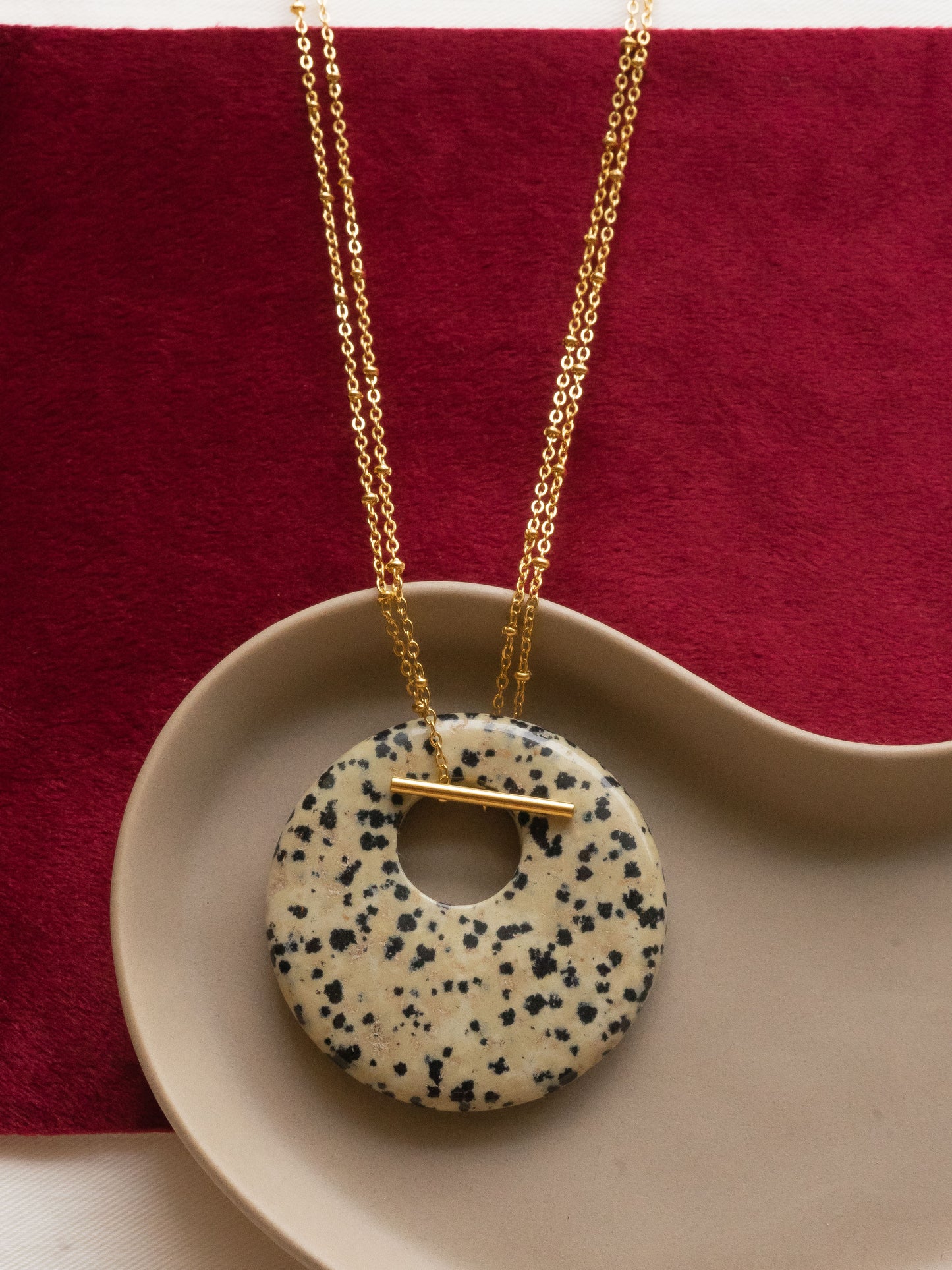 Collier sautoir Rowan - Jaspe dalmatien