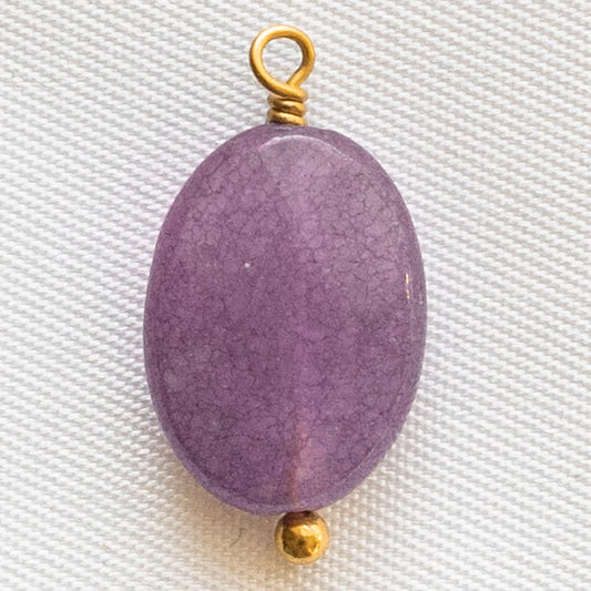 Charms Ovale facetté - Jade teintée violet - Grande