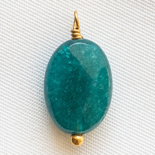 Charms Ovale facetté - Jade teintée bleu