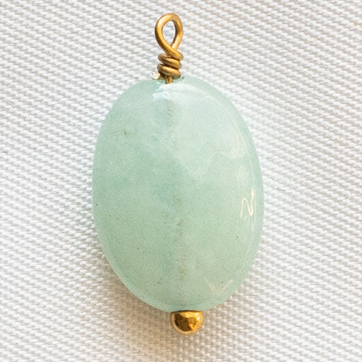 Charms Ovale facetté - Jade teintée vert