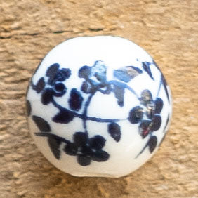 Charms Perle porcelaine Bleu Blanc