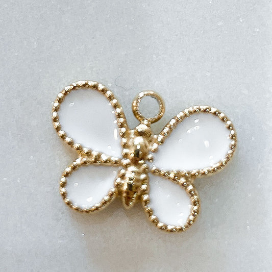 Charms Papillon émail blanc