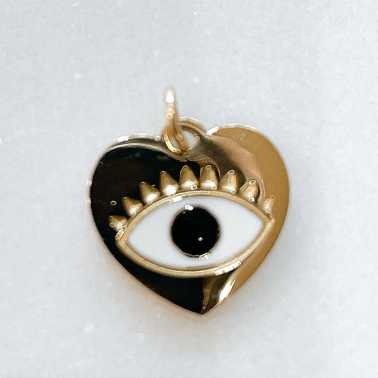 Charms Coeur émail blanc & noir