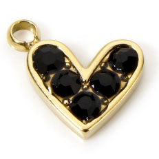 Charms Coeur Strass Noir