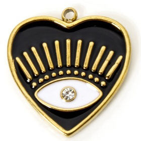 Charms Coeur émail noir